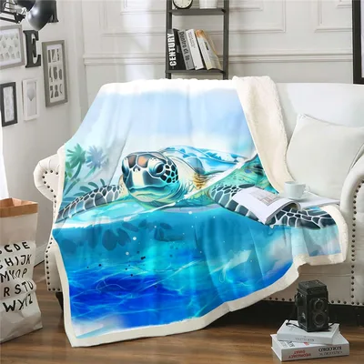 Ocean Turtle Under Waves Blanket: A Serene Sea Creature Design