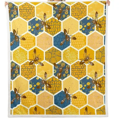 Honeycomb Bee Hexagon Pattern Blanket featuring geometric hives