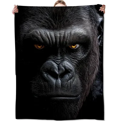 Gorilla Face Close Up Blanket: Intense Primate Portrait for Fans