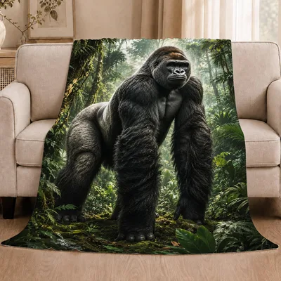 Gorilla in Jungle Blanket: A Majestic Primate Print for Nature Lovers