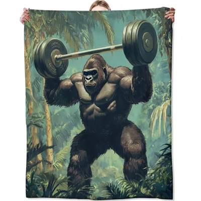 Gorilla Lifting Weights Blanket: Muscular Primate Power Design