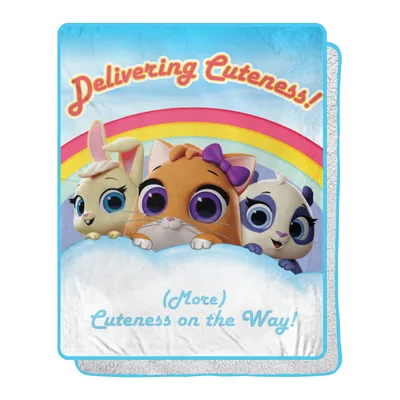 Delivering Cuteness Rainbow Blanket: Adorable Animals Under a Sky