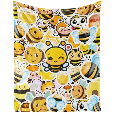 Cute Cartoon Bees Pattern Blanket