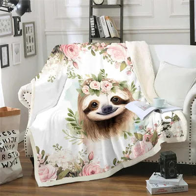 Sloth with Flower Crown Blanket No. 2