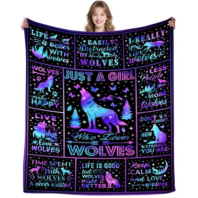 Just a Girl Blanket: Wolf Lover Collage Design