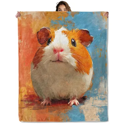 Painted Guinea Pig Portrait Blanket: Artistic Rodent Throw