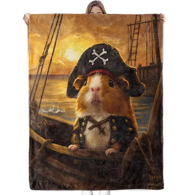 Pirate Guinea Pig Blanket: A Furry Captain on the High Seas