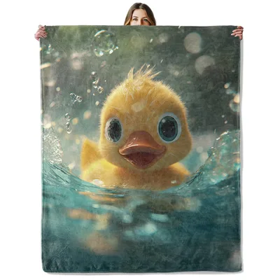 Cute Duckling Floating Blanket: A Realistic Baby Duck in Water