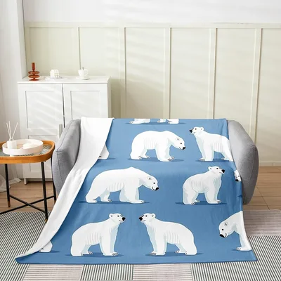 Polar Bears Pattern Blanket featuring cute white arctic bears