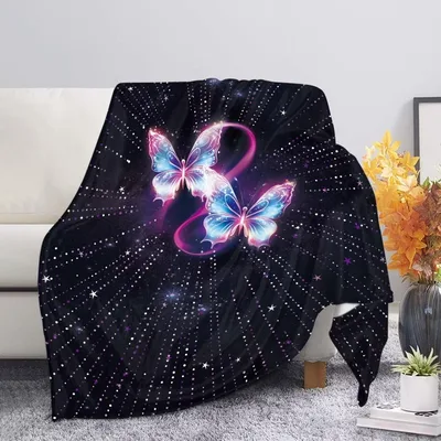 Glowing Butterflies in Starry Blanket: Cosmic Wings Design