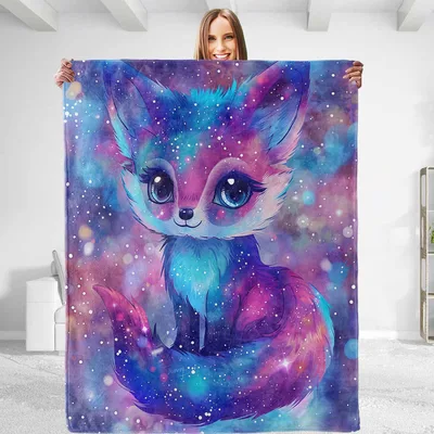Cosmic Galaxy Fox Blanket No. 2: A Fuzzy Space Fox Design