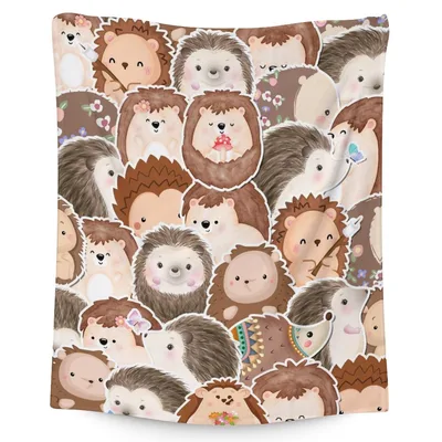 Cute Hedgehog Pattern Blanket No. 2: A Watercolor Hedgehog Collage