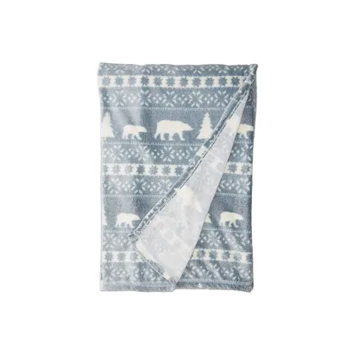 Beary Merry Bear Pattern Blanket: Winter Silhouettes and Snowflakes