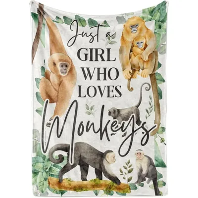 Just a Girl Blanket: Watercolor Monkey Art for Primate Lovers
