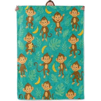 Monkeys and Bananas Jungle Blanket: Playful Monkey Pattern for Kids