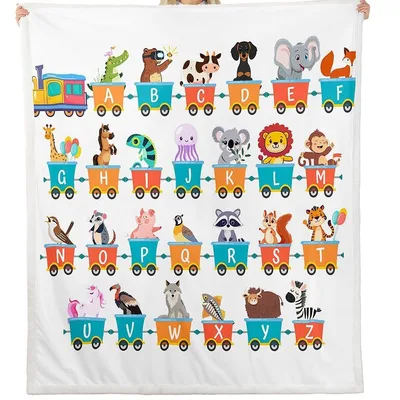 Alphabet Train with Animals Blanket
