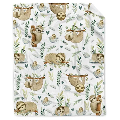 Sloth Pattern with Leaves Blanket for Cozy Sloth Lovers
