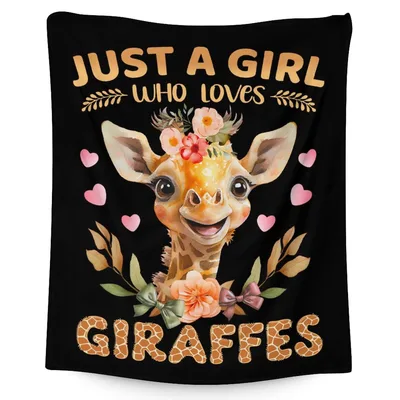 Just a Girl Blanket: Cute Giraffe Design with Floral Crown