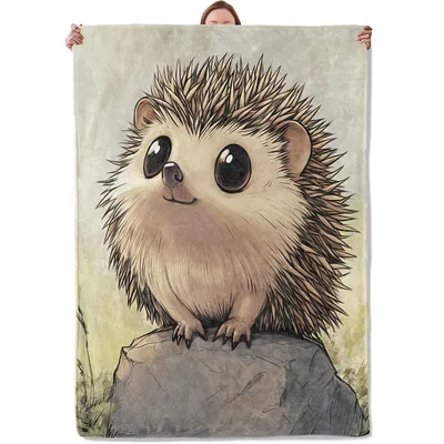 Hedgehog on Rock Blanket: Cute Spiky Creature Perched on Stone