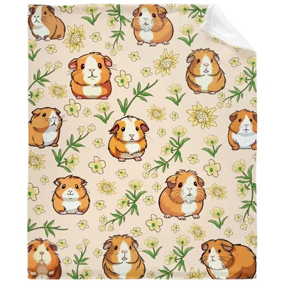 Guinea Pigs Among Yellow Blanket: Fluffy Rodents and Edelweiss