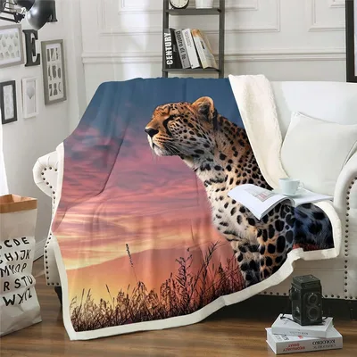 Cheetah at Sunset Savanna Blanket: Wildlife Art for Nature Lovers