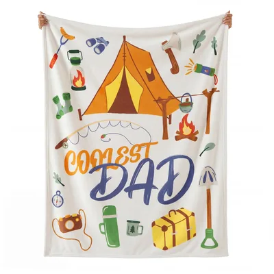 Coolest Dad Blanket: Camping and Fishing Dad Throw