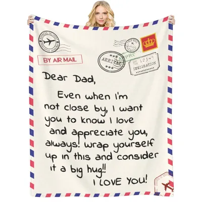 Airmail Love Letter Blanket for Dad, Sent With Love