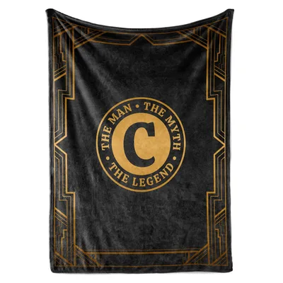 Legendary Dad Blanket with a Gold Monogram C