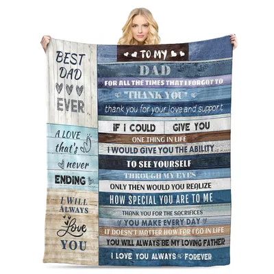 Dad Thank You Blanket: Best Dad Ever Rustic Wood Print