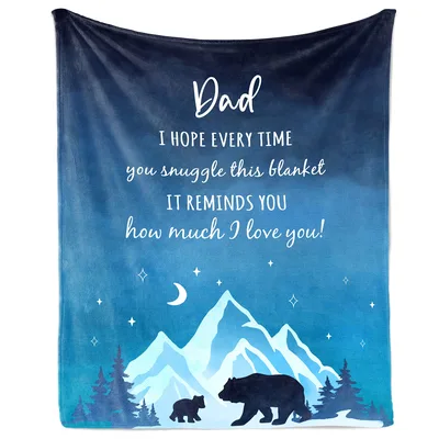 Father Gift Blanket: A Dad Bear Night Scene