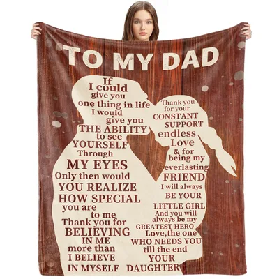 Wooden Heart Silhouette Dad Blanket: A Letter From Your Daughter