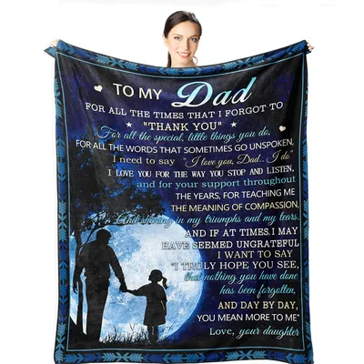 Father Daughter Moon Blanket featuring a heartfelt poem