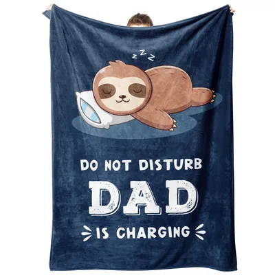 Sloth Sleeping Dad Humor Blanket: Do Not Disturb Dad Is