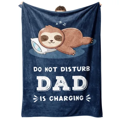 Sleepy Sloth Dad Blanket: Do Not Disturb Dad Is Charging