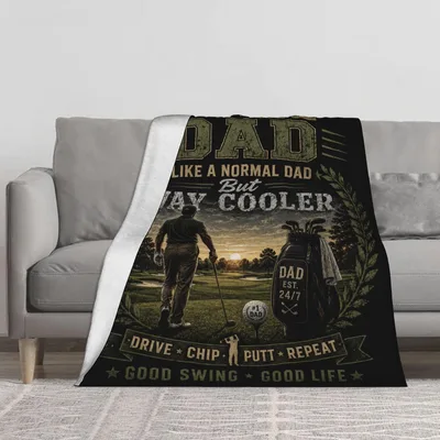 Golf Dad Blanket: Way Cooler Father with Golf Bag Design