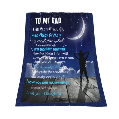 Dad Daughter Silhouette Night Blanket for Dad
