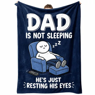 Resting Eyes Dad Blanket: Funny Napping Dad Throw