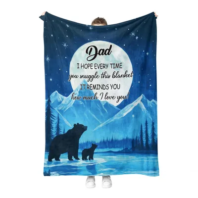 Dad Bear Blanket: A Bear Family Under the Moon