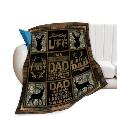 Deer Hunter Dad Blanket: Camo Stags and Dad Humor