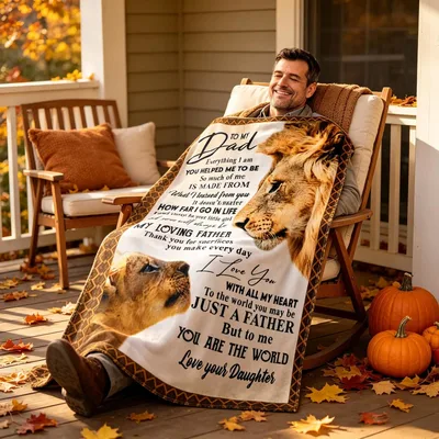 to My Dad Everything Blanket: Lion Print Gift