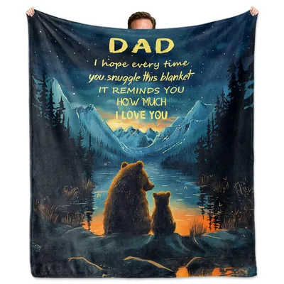 Father and Cub Blanket: A Dad Bear Under Mountain Stars