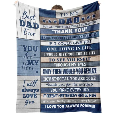 Dad Hero Blanket with a Heartfelt Thank You Message