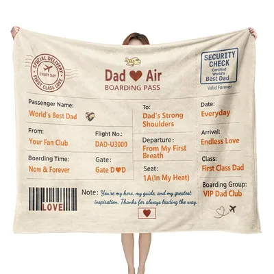 Dad Boarding Pass Message Blanket: Vintage Travel Ticket