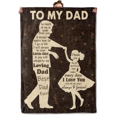 Father Daughter Silhouette Blanket: To My Dad Tribute Design