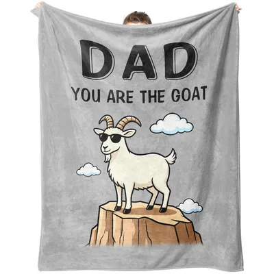 Goat Dad Blanket: Cool Goat on a Cliff for Dad