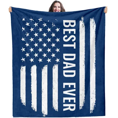 Navy Flag Dad Ever Blanket: Best Dad Ever American Flag Design