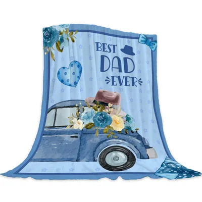 Dad Blue Floral Blanket for the Best Dad Ever