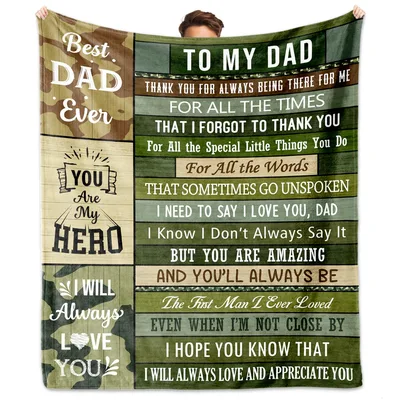 Camo Dad Blanket: A Letter in Olive and Tan Camo