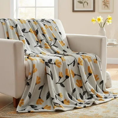 Yellow Tulip Botanical Print Blanket for Floral Lovers