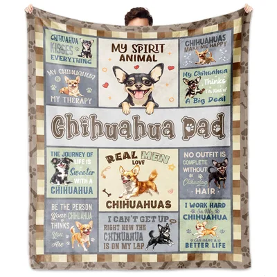 Chihuahua Dad Dog Quotes Blanket for Small Breed Lovers